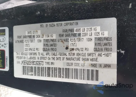 2011 Mazda Cx-7 I Touring from USA, damaged, VIN JM3ER2C51B0393970